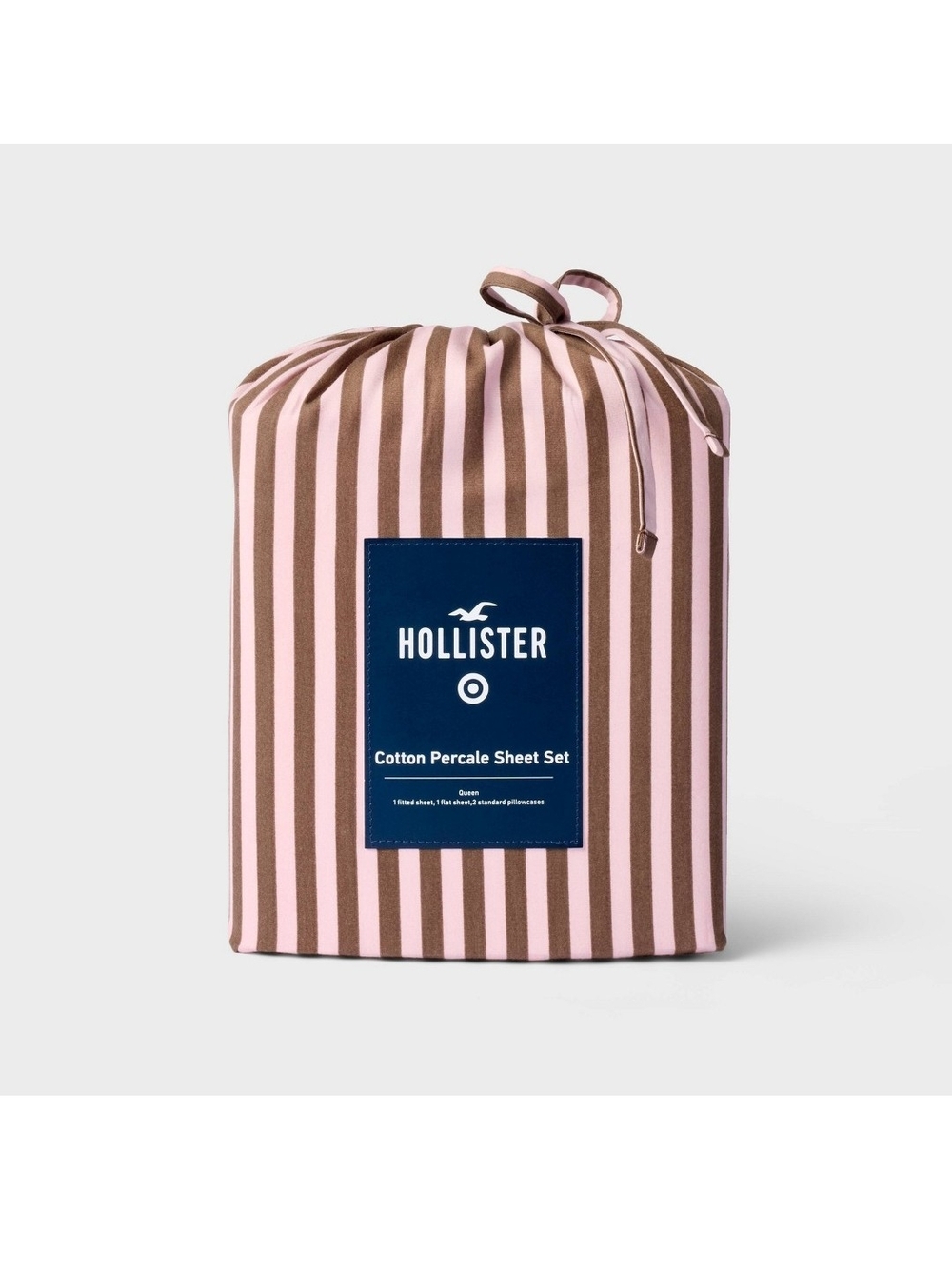 Hollister Pink & Brown Striped Cotton Percale Sheet Set